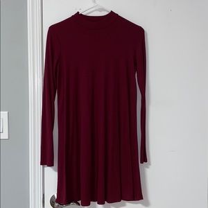 Maroon Mock Neck Dress